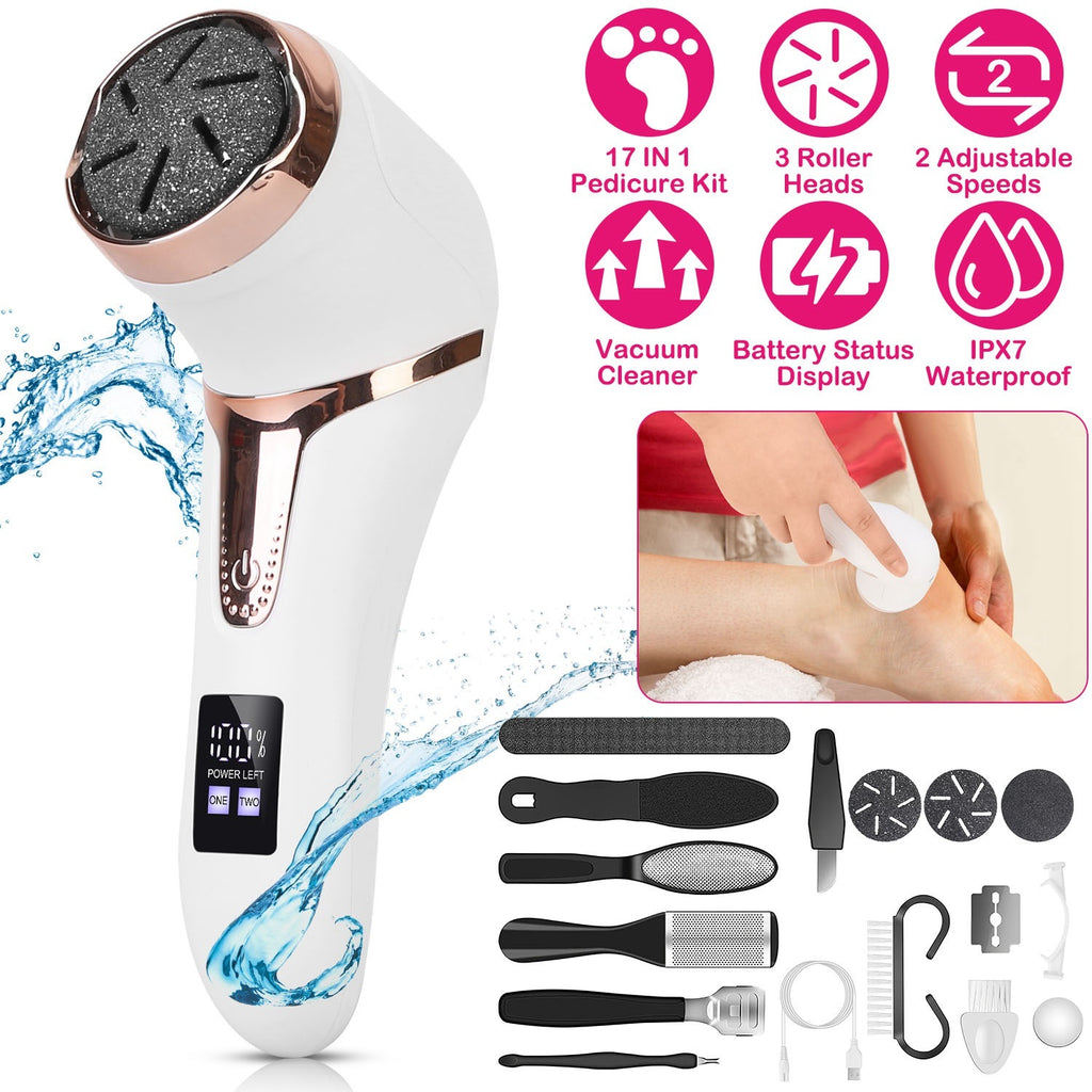 Premium Electric Foot File with Vacuum – 17-in-1 Pedicure Kit